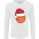 A Basketball Wearing a Christmas Hat Xmas Mens Long Sleeve T-Shirt White