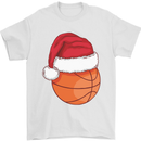 A Basketball Wearing a Christmas Hat Xmas Mens T-Shirt 100% Cotton White