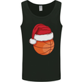 A Basketball Wearing a Christmas Hat Xmas Mens Vest Tank Top Black