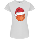A Basketball Wearing a Christmas Hat Xmas Womens Petite Cut T-Shirt White