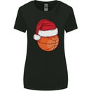 A Basketball Wearing a Christmas Hat Xmas Womens Wider Cut T-Shirt Black