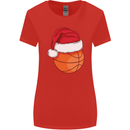 A Basketball Wearing a Christmas Hat Xmas Womens Wider Cut T-Shirt Red