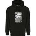 A Bat Landscape with a Full Moon Halloween Mens 80% Cotton Hoodie Black