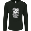 A Bat Landscape with a Full Moon Halloween Mens Long Sleeve T-Shirt Black