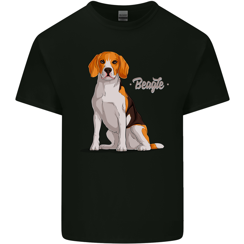 A Beagle Dog Illustration Kids T-Shirt Childrens Black