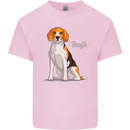 A Beagle Dog Illustration Kids T-Shirt Childrens Light Pink