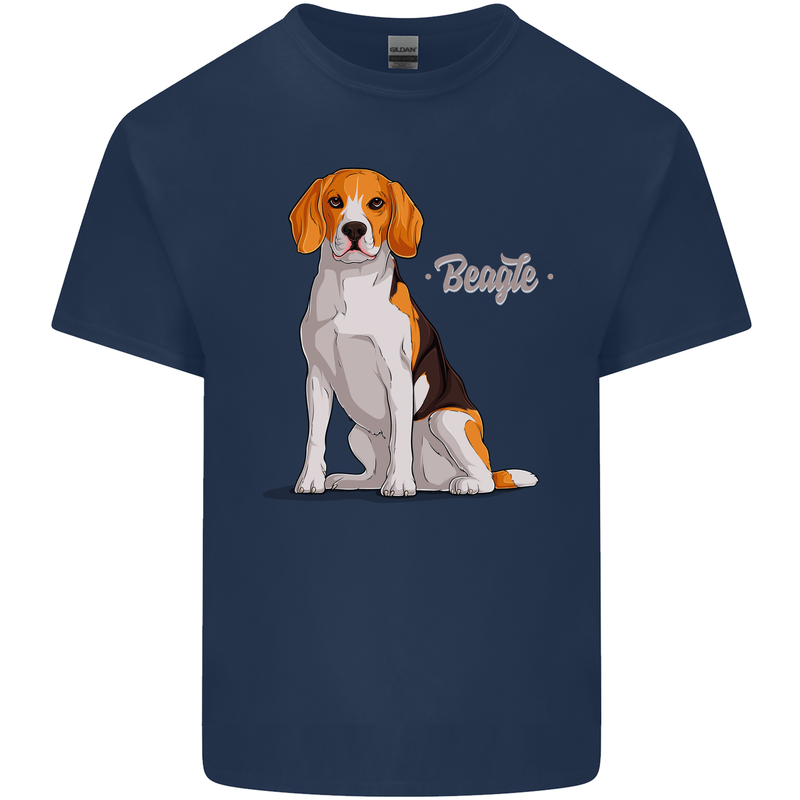 A Beagle Dog Illustration Kids T-Shirt Childrens Navy Blue