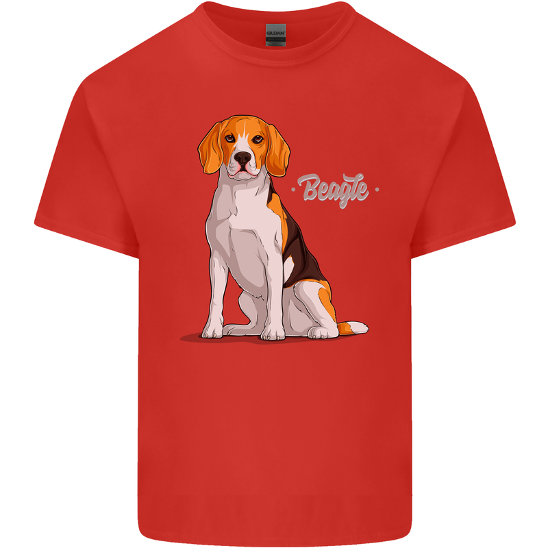 A Beagle Dog Illustration Kids T-Shirt Childrens Red