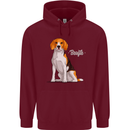 A Beagle Dog Illustration Mens 80% Cotton Hoodie Maroon