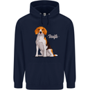 A Beagle Dog Illustration Mens 80% Cotton Hoodie Navy Blue