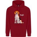 A Beagle Dog Illustration Mens 80% Cotton Hoodie Red