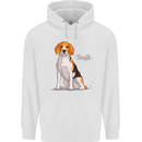 A Beagle Dog Illustration Mens 80% Cotton Hoodie White