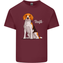 A Beagle Dog Illustration Mens Cotton T-Shirt Tee Top Maroon
