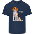 A Beagle Dog Illustration Mens Cotton T-Shirt Tee Top Navy Blue