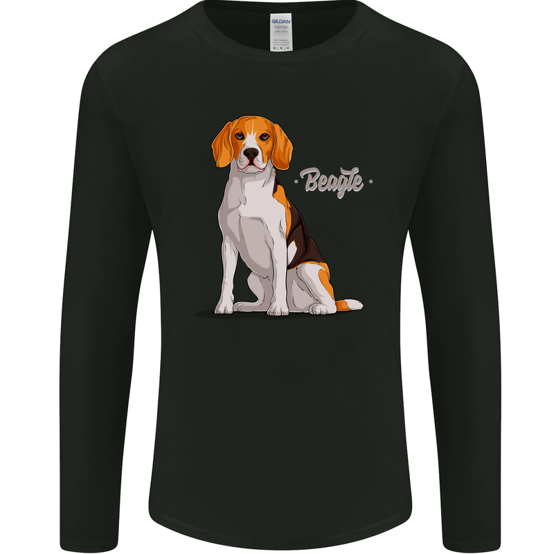 A Beagle Dog Illustration Mens Long Sleeve T-Shirt Black