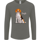 A Beagle Dog Illustration Mens Long Sleeve T-Shirt Charcoal