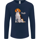 A Beagle Dog Illustration Mens Long Sleeve T-Shirt Navy Blue