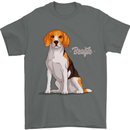 A Beagle Dog Illustration Mens T-Shirt 100% Cotton Charcoal