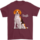 A Beagle Dog Illustration Mens T-Shirt 100% Cotton Maroon
