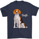 A Beagle Dog Illustration Mens T-Shirt 100% Cotton Navy Blue