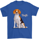 A Beagle Dog Illustration Mens T-Shirt 100% Cotton Royal Blue