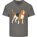 A Beagle Small Scent Hound Dog Mens V-Neck Cotton T-Shirt Charcoal