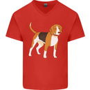 A Beagle Small Scent Hound Dog Mens V-Neck Cotton T-Shirt Red