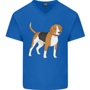 A Beagle Small Scent Hound Dog Mens V-Neck Cotton T-Shirt Royal Blue