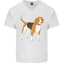 A Beagle Small Scent Hound Dog Mens V-Neck Cotton T-Shirt White