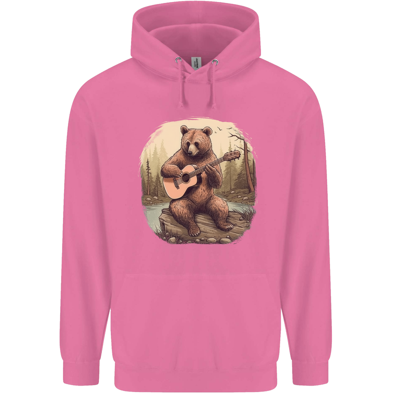 A Bear Playing a Ukulele Acoustic Guitar Mens 80% Cotton Hoodie Azelea