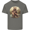 A Bear Playing a Ukulele Acoustic Guitar Mens Cotton T-Shirt Tee Top Charcoal