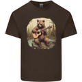 A Bear Playing a Ukulele Acoustic Guitar Mens Cotton T-Shirt Tee Top Dark Chocolate