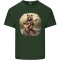 A Bear Playing a Ukulele Acoustic Guitar Mens Cotton T-Shirt Tee Top Forest Green