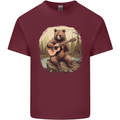 A Bear Playing a Ukulele Acoustic Guitar Mens Cotton T-Shirt Tee Top Maroon