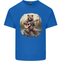 A Bear Playing a Ukulele Acoustic Guitar Mens Cotton T-Shirt Tee Top Royal Blue