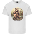 A Bear Playing a Ukulele Acoustic Guitar Mens Cotton T-Shirt Tee Top White