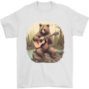 A Bear Playing a Ukulele Acoustic Guitar Mens T-Shirt 100% Cotton White