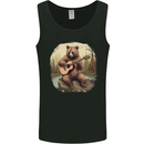 A Bear Playing a Ukulele Acoustic Guitar Mens Vest Tank Top Black
