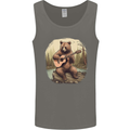 A Bear Playing a Ukulele Acoustic Guitar Mens Vest Tank Top Charcoal