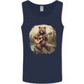 A Bear Playing a Ukulele Acoustic Guitar Mens Vest Tank Top Navy Blue