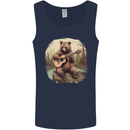 A Bear Playing a Ukulele Acoustic Guitar Mens Vest Tank Top Navy Blue