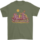 A Bear & Moose Kayaking Canoeing Kayak Canoe Mens T-Shirt 100% Cotton Military Green