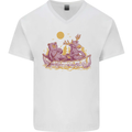 A Bear & Moose Kayaking Canoeing Kayak Canoe Mens V-Neck Cotton T-Shirt White
