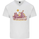 A Bear & Moose Kayaking Canoeing Kayak Canoe Mens V-Neck Cotton T-Shirt White