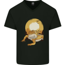 A Bearded Dragon in the Desert Sun Mens V-Neck Cotton T-Shirt Black