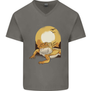 A Bearded Dragon in the Desert Sun Mens V-Neck Cotton T-Shirt Charcoal
