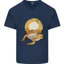 A Bearded Dragon in the Desert Sun Mens V-Neck Cotton T-Shirt Navy Blue