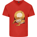 A Bearded Dragon in the Desert Sun Mens V-Neck Cotton T-Shirt Red