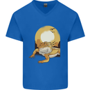 A Bearded Dragon in the Desert Sun Mens V-Neck Cotton T-Shirt Royal Blue