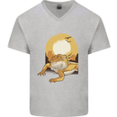 A Bearded Dragon in the Desert Sun Mens V-Neck Cotton T-Shirt Sports Grey
